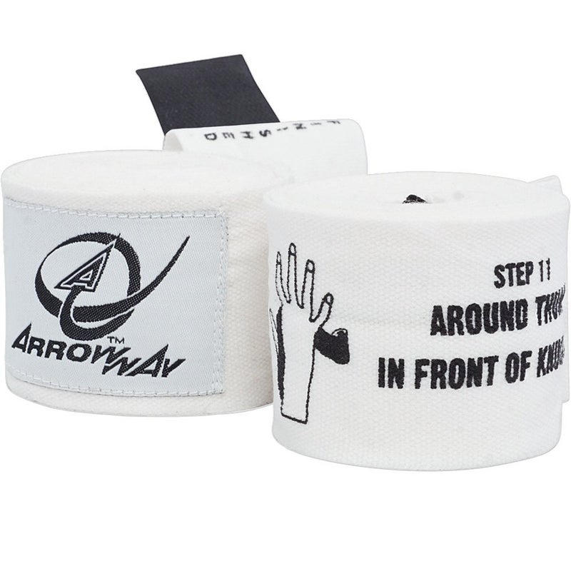 Meister ArrowWay Instructional Hand Wraps w/Printed Directions for Boxing & MMA - 142" Meister Elastic - White - Image 2